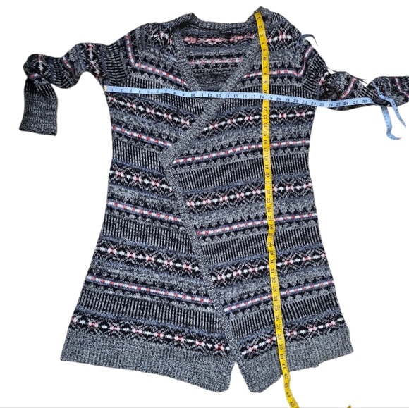 Torrid Open Front Knit Cardigan Sweater Gray Fair Isle Longline Size 1X - Picture 2 of 3